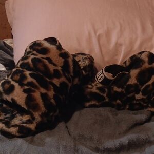 UGG Leopard Print Fuzzy Slippers